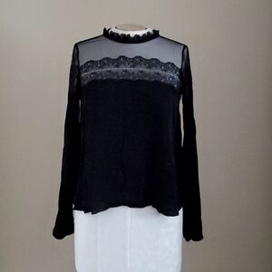 Zara Trafaluc Collection Long Sleeve Black Blouse Small